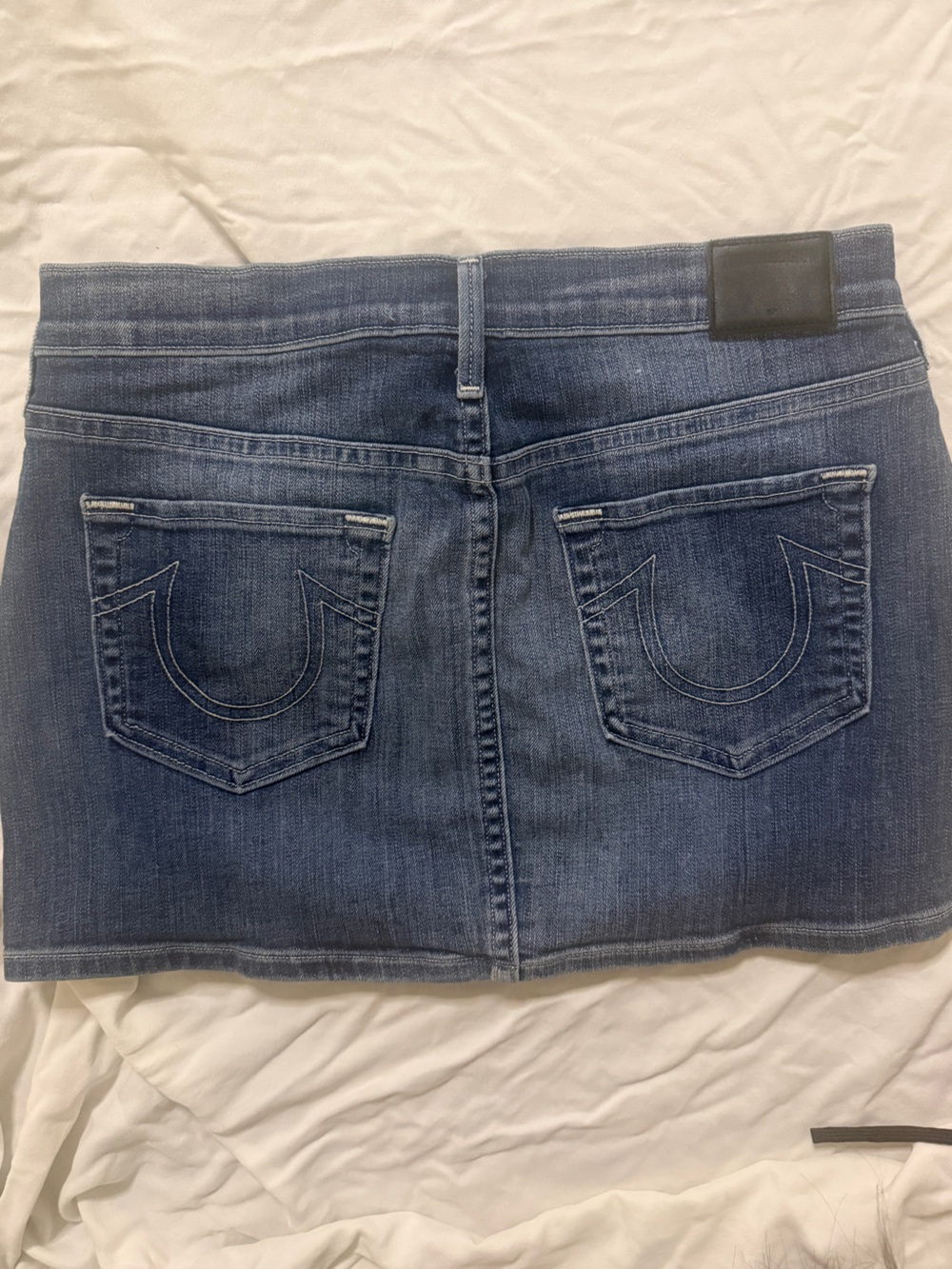 True Religion Dark Blue Distressed Denim Mini Skirt